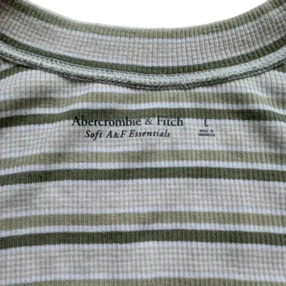 Abercrombie & Fitch Essential Scoopneck Tank Top White Stripe Y2K Women's Large - Picture 7 of 11